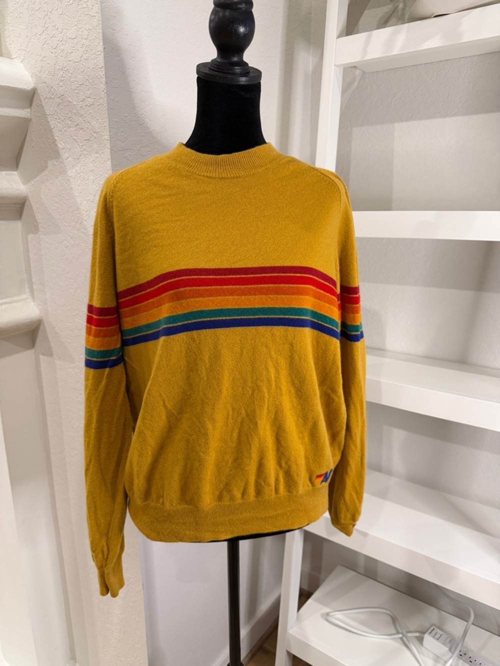 Aviator Nation Mustard cashmere sweater.